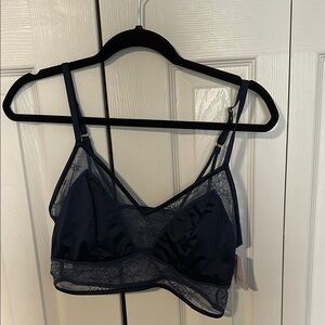 NWT Auden Navy Satin and Lace Bralette